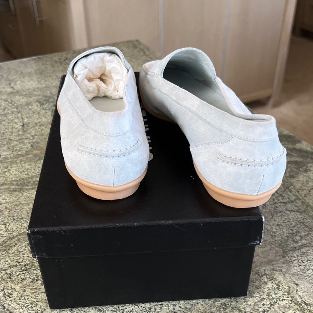 New vintage CHANEL Light blue Suede Loafers - Picture 6 of 7